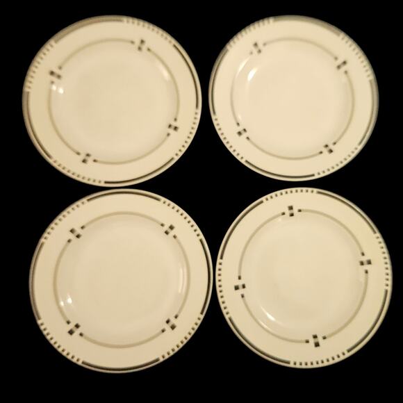 Vitromaster Top Hat 8" Salad Plates Set of 4 Black & White Stoneware Indonesia - Picture 4 of 6